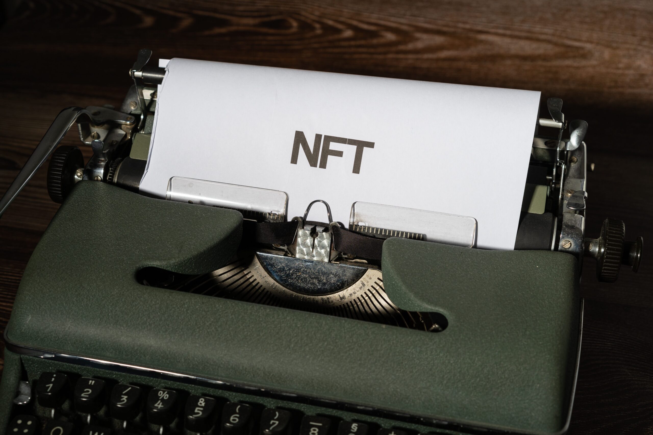 NFT word on typewriter